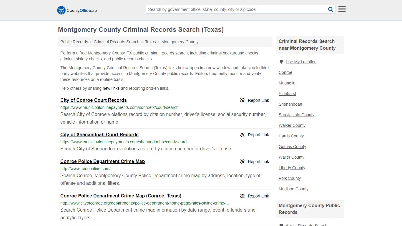 Montgomery County Criminal Records Search (Texas) - County Office
